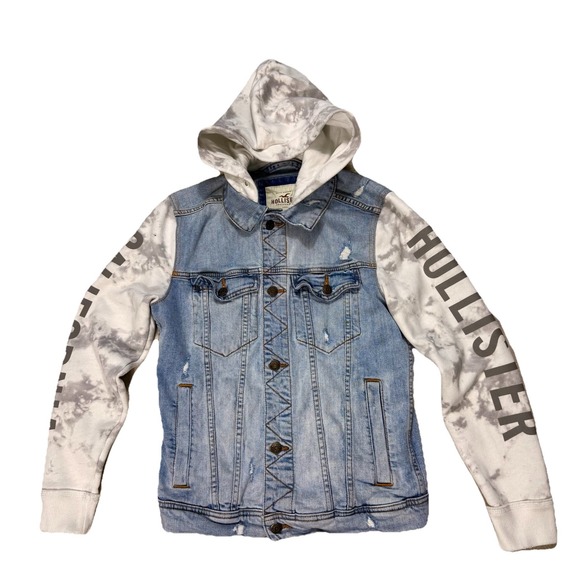 Hollister Jackets & Blazers - Hollister Denim Jacket Hoodie Women Xs Distressed Y2K Grunge